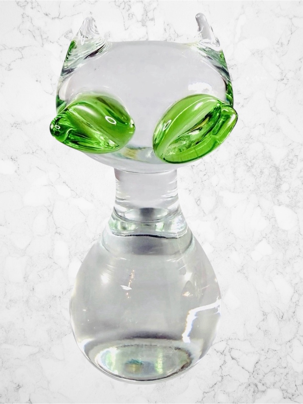 Gullaskruf Sweden Art Glass Cat Kitten Sculpture Figurine Green Eyes Paperweight